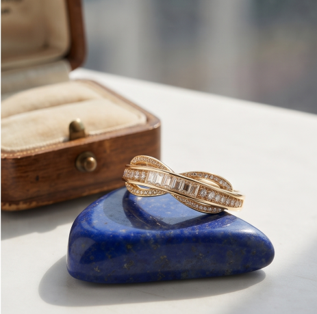 Radiant Baguette and Pavé Crossover Ring
