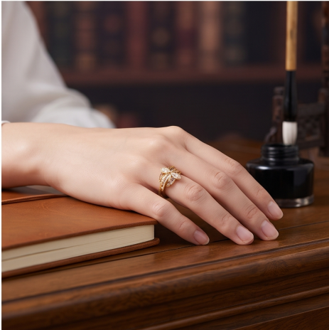 Luminous Pear-Cut Cluster Statement Ring
