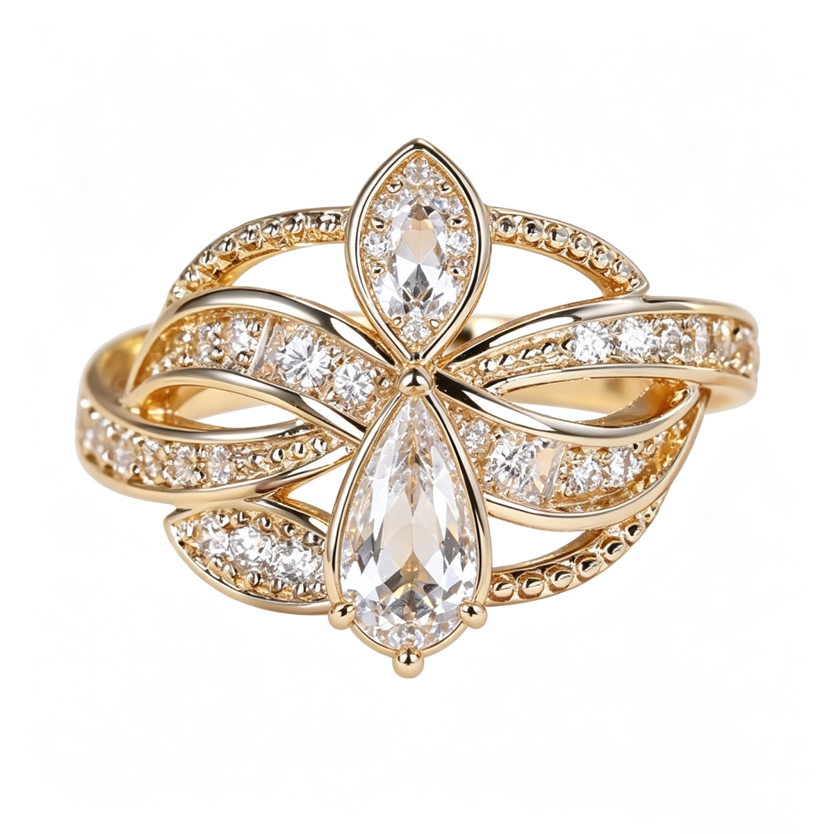 Luminous Pear-Cut Cluster Statement Ring