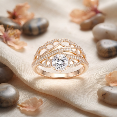 Radiant Filigree Fan Solitaire Ring