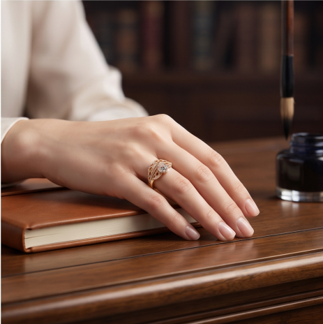 Radiant Filigree Fan Solitaire Ring