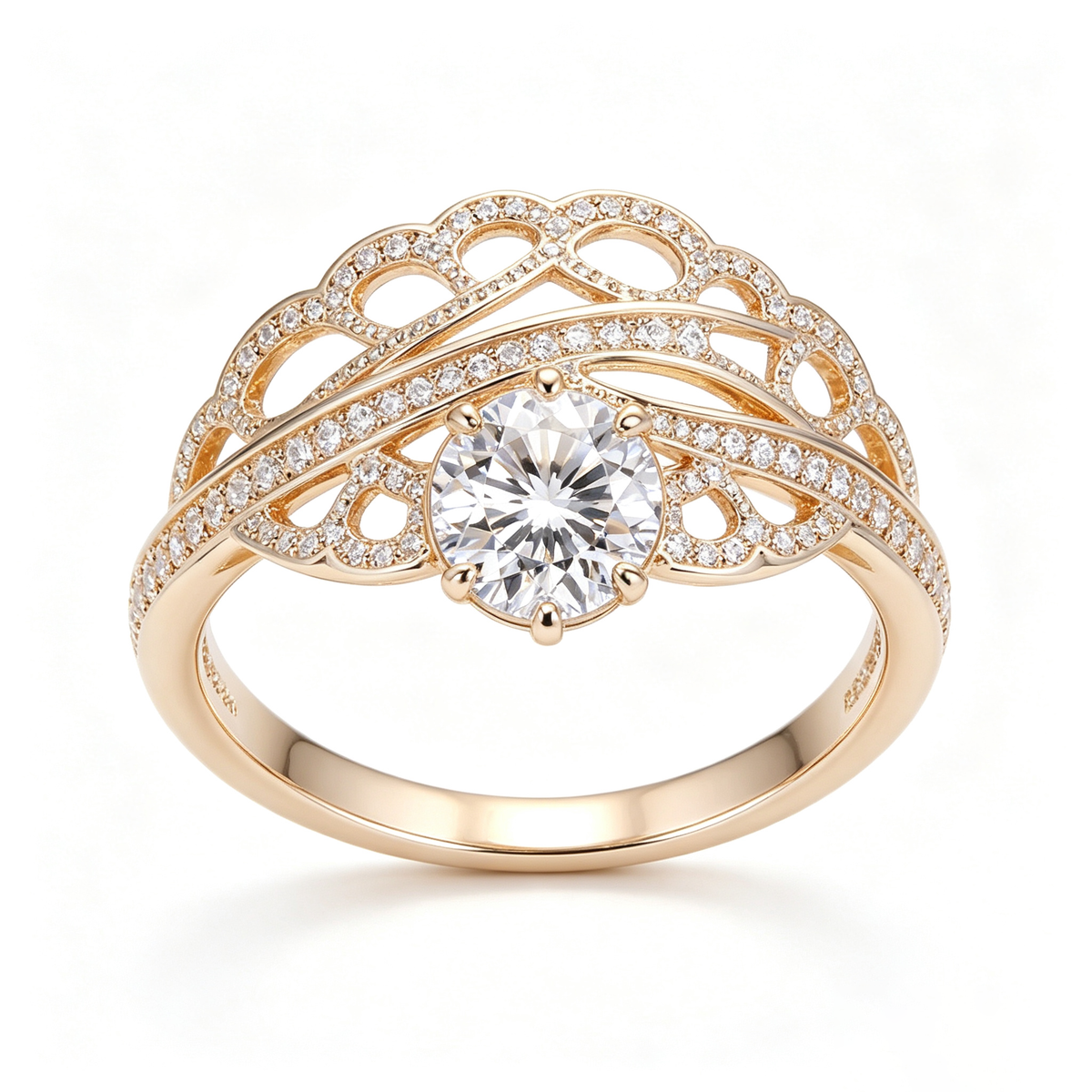 Radiant Filigree Fan Solitaire Ring