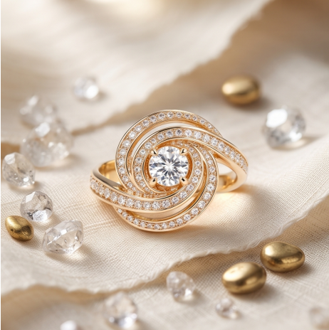 Celestial Vortex Pavé Swirl Ring