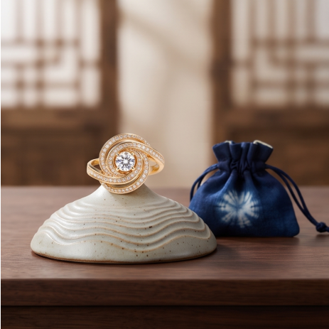 Celestial Vortex Pavé Swirl Ring