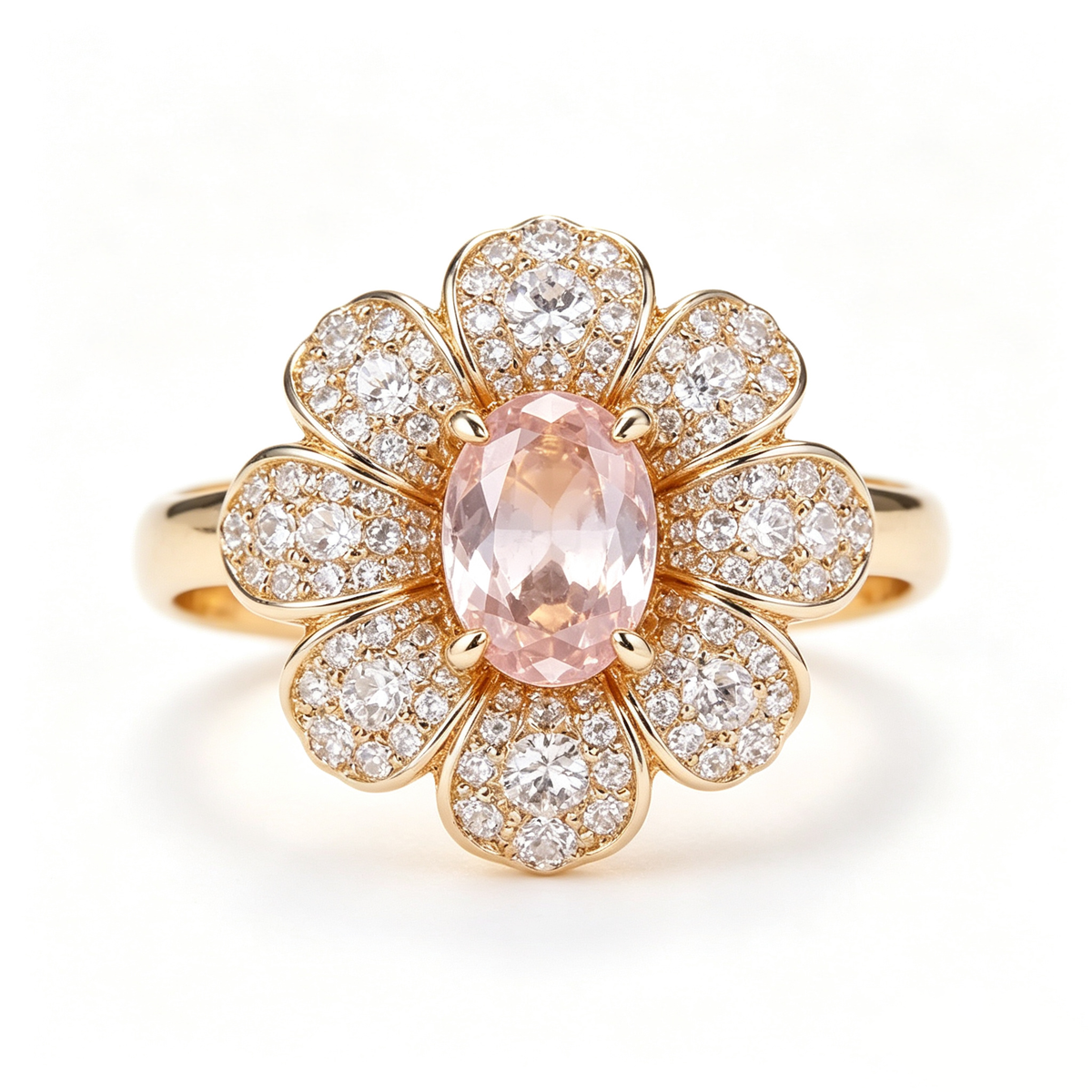 Peach Blossom Pavé Cluster Statement Ring