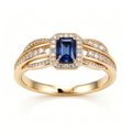 Regal Sapphire Emerald-Cut Halo Ring