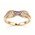 Lavender Baguette and Pavé Crossover Ring