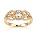 Baroque Scroll Emerald-Cut Statement Ring