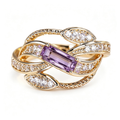 Enchanged Lavender Leaf Baguette Ring